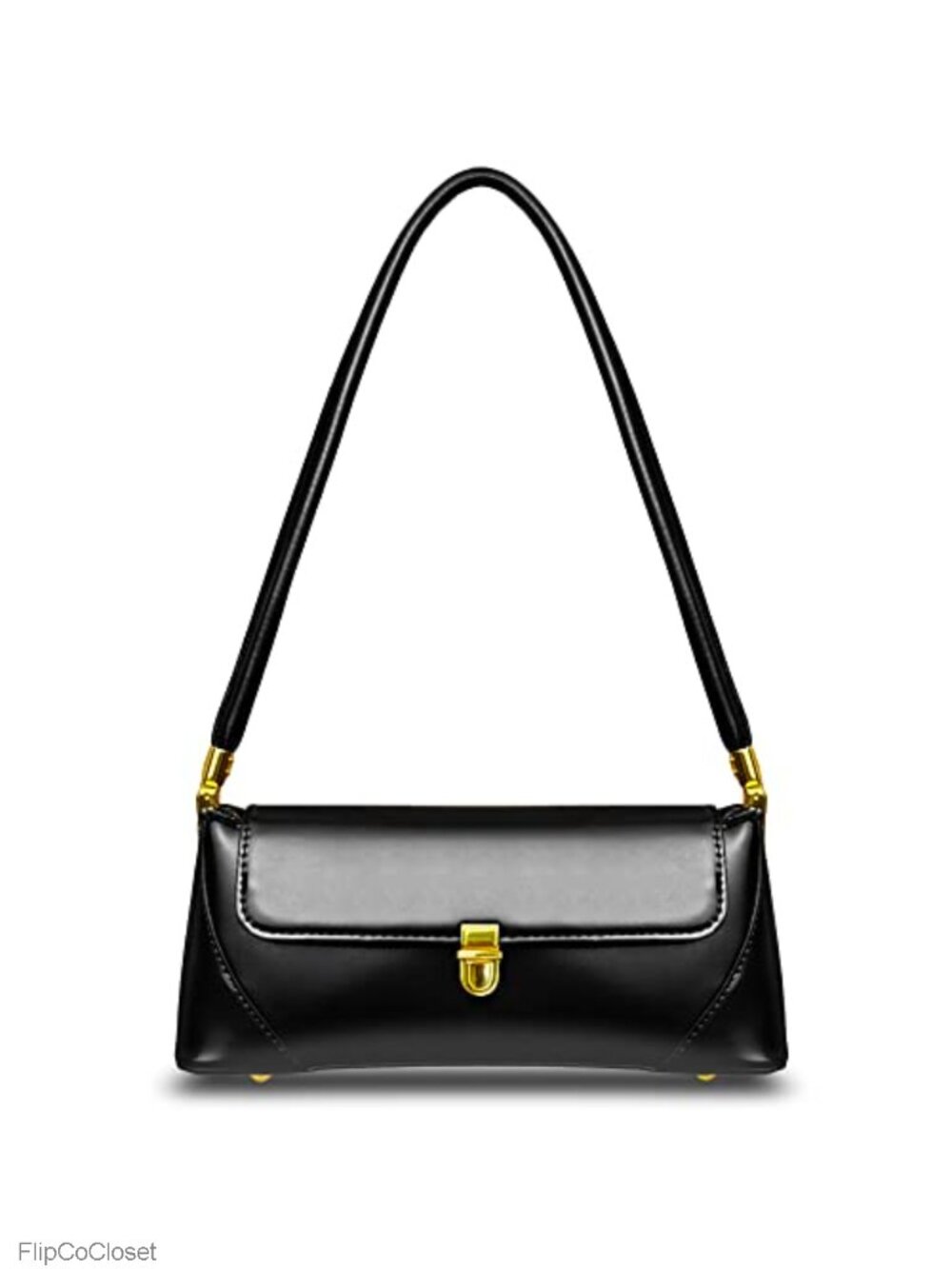Vintage Shoulder Bag Flat Bottom PU Leather Purse Clutch